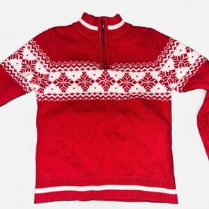 Cozy Red and White Kids Sweater